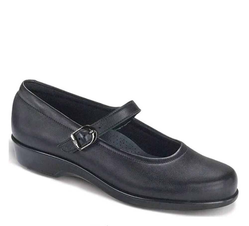 SAS Maria Leather Mary Jane Flats Black Tripad Comfort Shoe Women's 12M